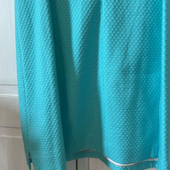 Lilly Pulitzer Janice Shift Dress in Turquoise with Gold Accents - Size 4 - Picture 8 of 9